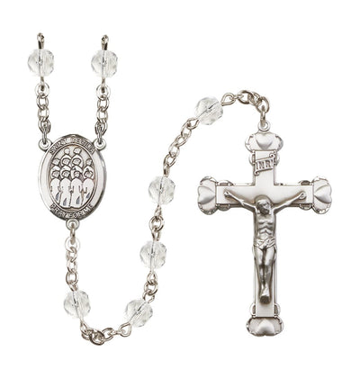 St Cecilia Choir 6mm Fire Polished Heart Tip Rosary in crystal for April, Bliss Manufacturing