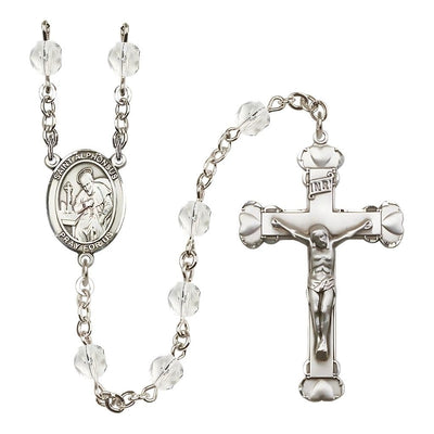 Silver-Plated Crystal St Alphonsus Birthstone Heart Rosary, Bliss Manufacturing