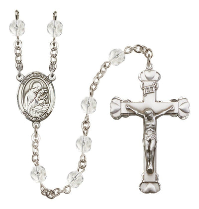 Silver-Plated Crystal St Aloysius Birthstone Heart Rosary, Bliss Manufacturing