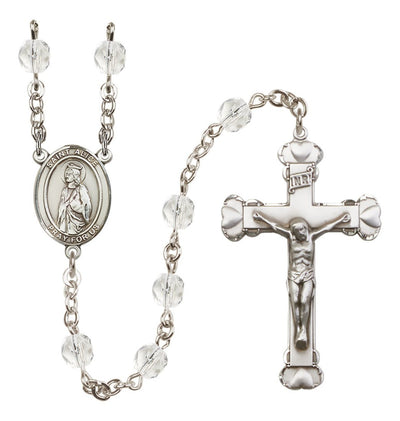 Silver-Plated Crystal St Alice Birthstone Heart Rosary, Bliss Manufacturing