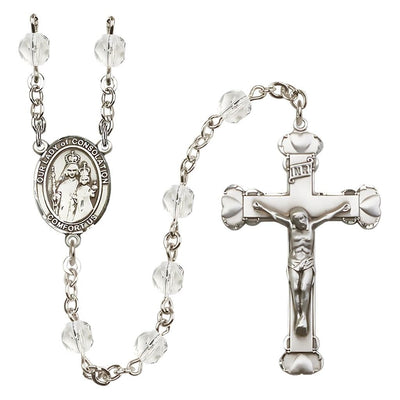 Our Lady of Consolation Birthstone Heart Rosary in Clear in Crystal, Bliss Manufacturing