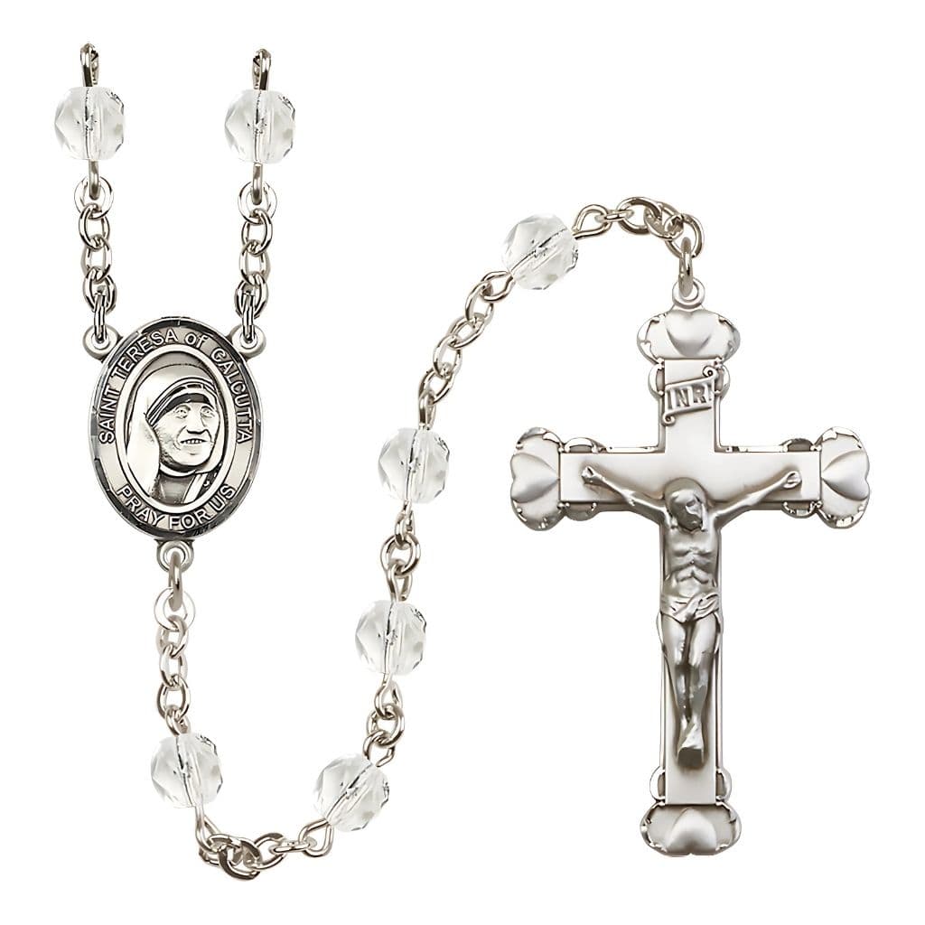 St. Teresa of Calcutta Birthstone Heart Engravable Rosary | Bliss