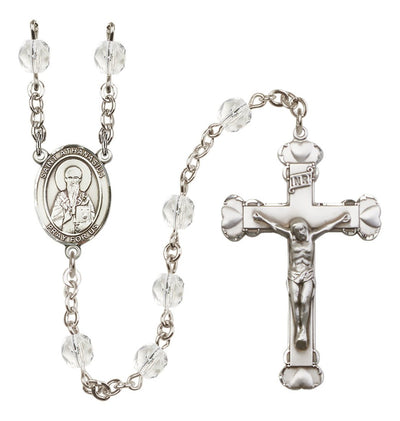 Silver-Plated Crystal Saint Athanasius Birthstone Heart Rosary, Bliss Manufacturing