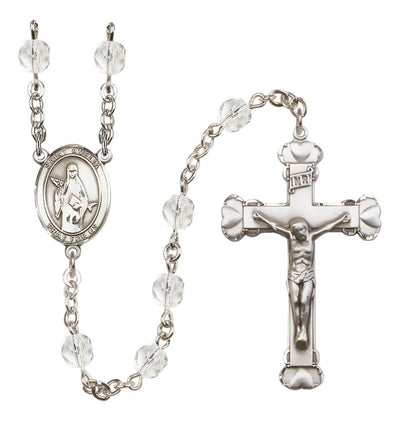 Silver-Plated Crystal Saint Amelia Birthstone Heart Rosary, Bliss Manufacturing