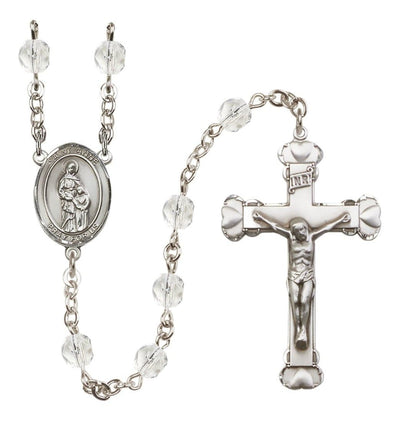 Silver-Plated Crystal St Anne Birthstone Heart Rosary, Bliss Manufacturing