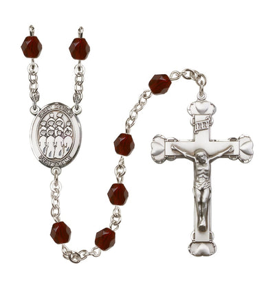 St Cecilia Choir 6mm Fire Polished Heart Tip Rosary in Garnet for Jan, Bliss Manufacturing