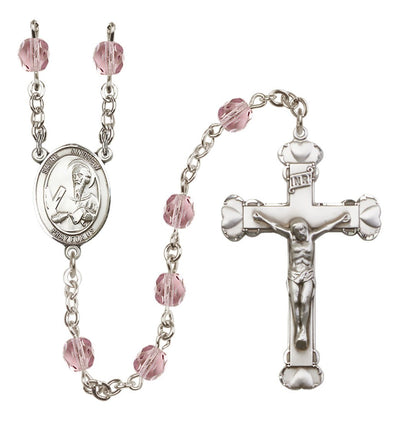 Silver-Plated Light Amethyst Crystal St Andrew the Apostle Birthstone Heart Rosary, Bliss Manufacturing