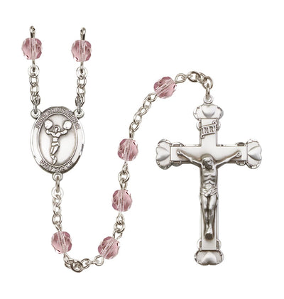St Christopher Cheerleading June/Light Amethyst 6mm Fire Polished Heart Rosary, Bliss Manufacturing