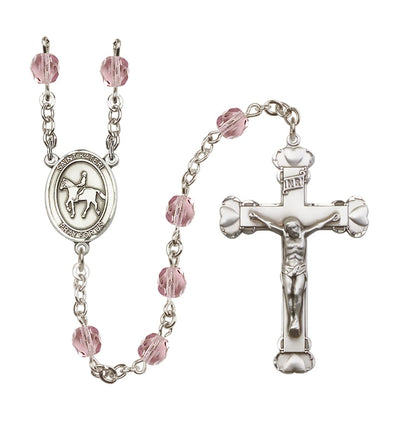 Birthstone Heart St Kateri Equestrian Light Amethyst/June 6mm Fire Polished Rosary, Bliss Manufacturing