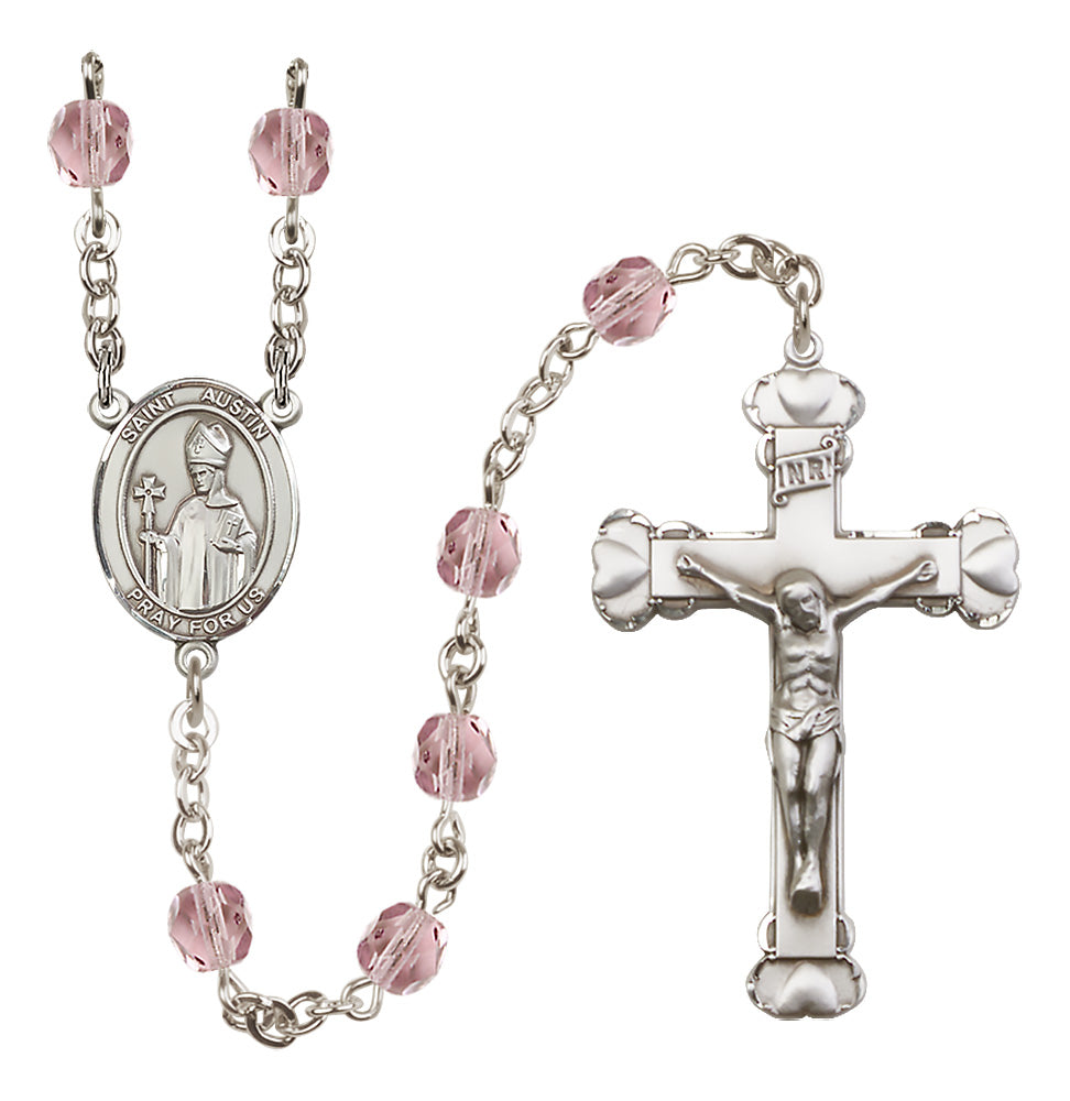 Bliss Silver-Plated Crystal St Austin Birthstone Heart Rosary