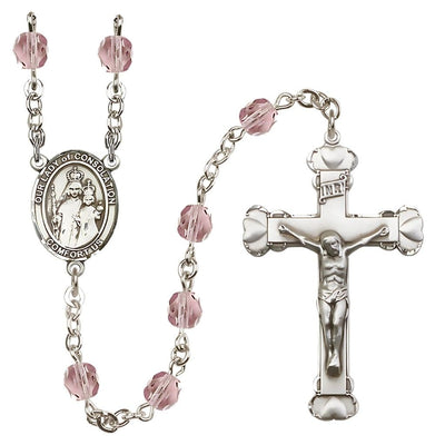Our Lady of Consolation Birthstone Heart Rosary in Light Amethyst, Bliss Manufacturing