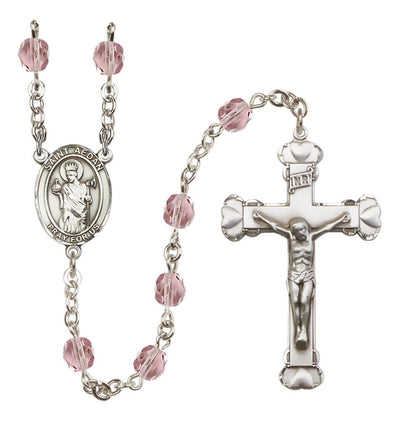 St. Aedan Silver-Plated Light Amethyst Crystal Birthstone Heart Rosary, Bliss Manufacturing