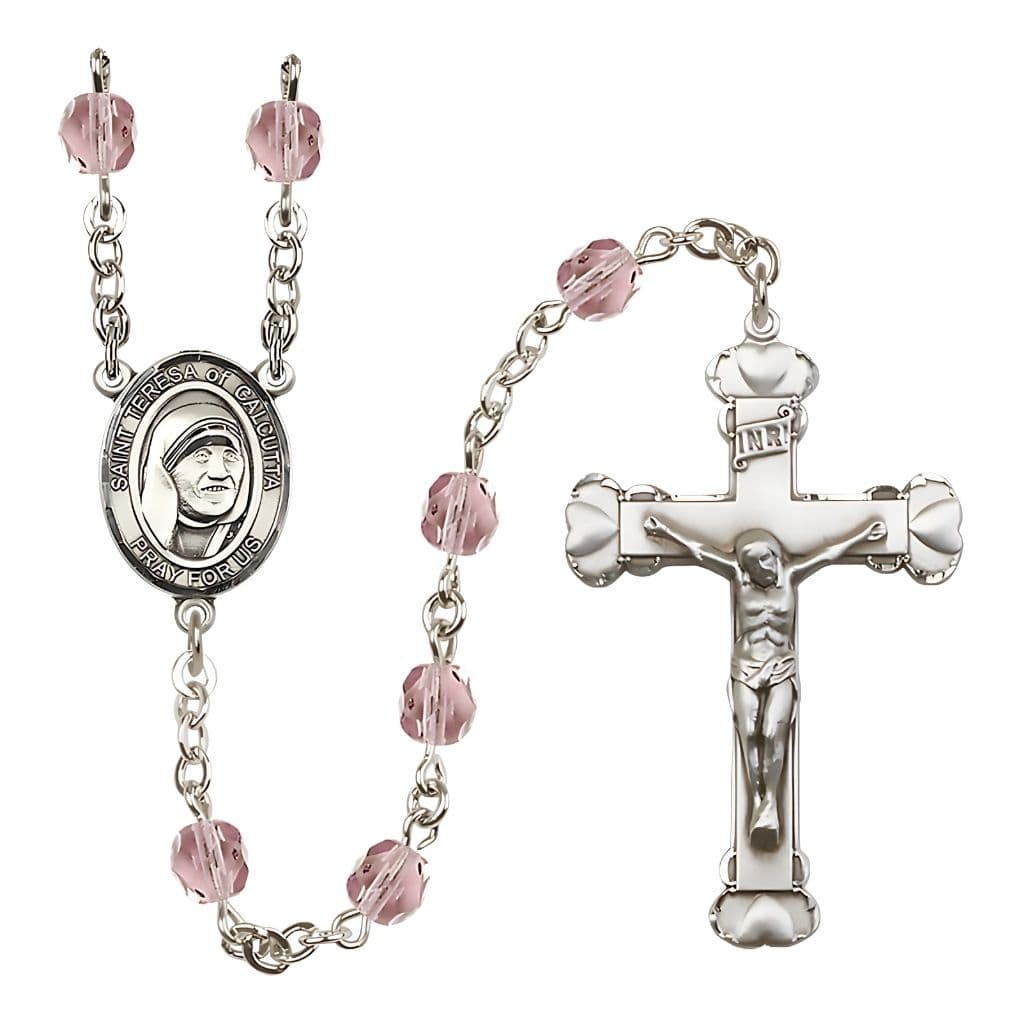 St. Teresa of Calcutta Birthstone Heart Engravable Rosary | Bliss
