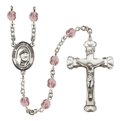 St. Teresa of Calcutta Birthstone Heart Engravable Rosary in Light Amethyst, Bliss Manufacturing