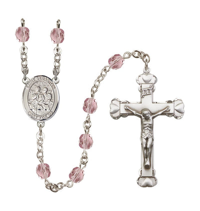 St Sebastian Choir 6mm Fire Polished Heart Crucifix June Birthstone Rosary in Light Amethyst, Bliss Manufacturing