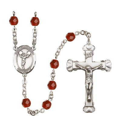 St Christopher Cheerleading July/Ruby 6mm Fire Polished Heart Rosary, Bliss Manufacturing