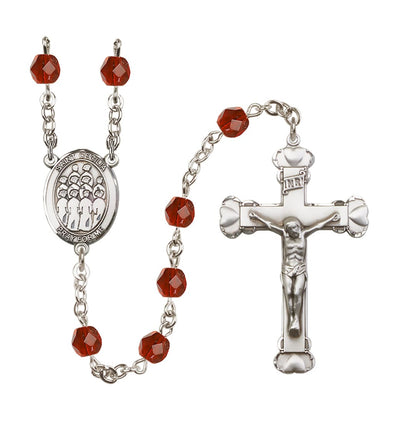 St Cecilia Choir 6mm Fire Polished Heart Tip Rosary in Ruby for July, Bliss Manufacturing