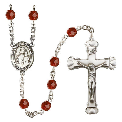 Our Lady of Consolation Birthstone Heart Rosary in Ruby, Bliss Manufacturing