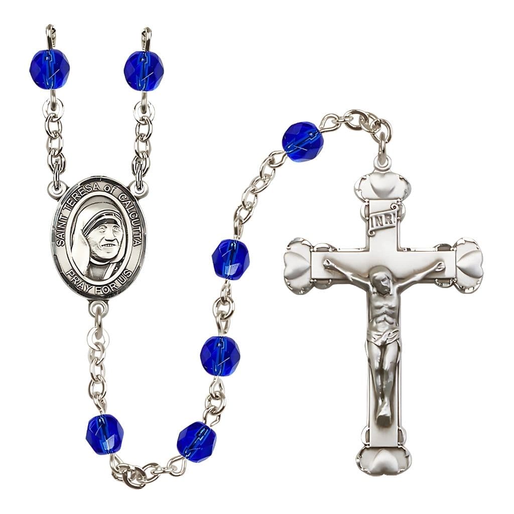 St. Teresa of Calcutta Birthstone Heart Engravable Rosary | Bliss
