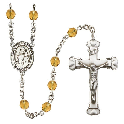 Our Lady of Consolation Birthstone Heart Rosary in Topaz, Bliss Manufacturing
