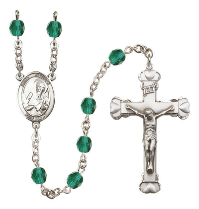 Silver-Plated Zircon Crystal St Andrew the Apostle Birthstone Heart Rosary, Bliss Manufacturing