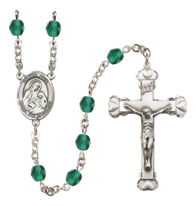 Dec Zircon Silver-Plated Crystal Santa Ana Birthstone Heart Rosary, Bliss Manufacturing