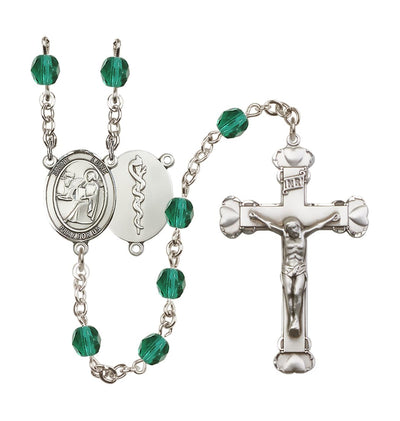 St Luke Doctor Birthstone Crystal Heart Tip Rosary in Oct/Zircon, Bliss Manufacturing