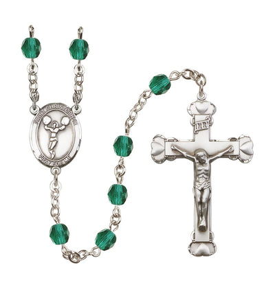 St Christopher Cheerleading Dec/Zircon 6mm Fire Polished Heart Rosary, Bliss Manufacturing