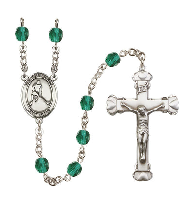 Dec/Zircon Heart St Sebastian Ice Hockey 6mm Fire Polished Rosary, Bliss Manufacturing