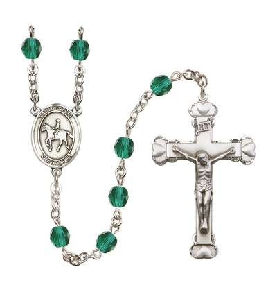 Birthstone Heart St Kateri Equestrian Zircon/Dec 6mm Fire Polished Rosary, Bliss Manufacturing