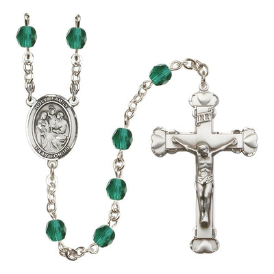 Holy Family Engravable Rosary with Pewter Heart Crucifix and Centerpiece, Birthstone 6mm Fire Polished Zircon Beads for December, Bliss Manufacturing