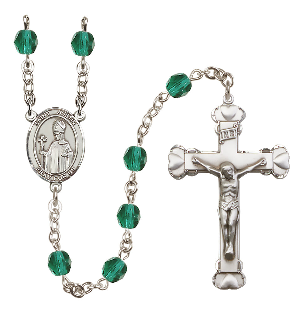 Bliss Silver-Plated Crystal St Austin Birthstone Heart Rosary