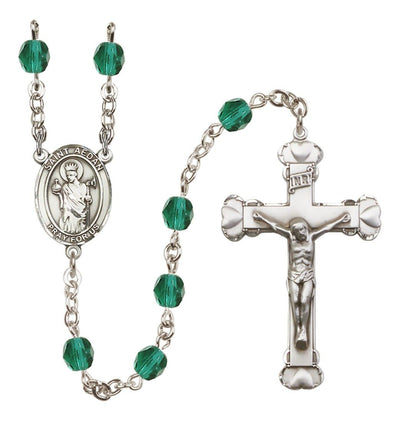 St. Aedan Silver-Plated Zircon Crystal Birthstone Heart Rosary, Bliss Manufacturing