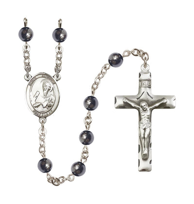 St Andrew the Apostle 6mm Hematite Silver-plated Rosary, Bliss Manufacturing