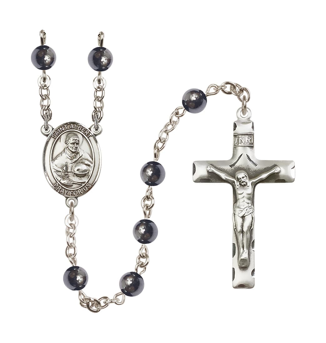 Bliss St Albert the Great 6mm Hematite Silver-plated Rosary,