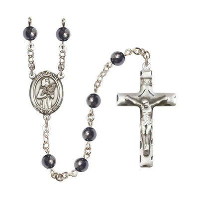 St Agatha 6mm Hematite Silver-plated Rosary, Bliss Manufacturing