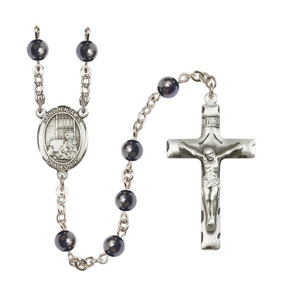St Benjamin 6mm Hematite Silver-plated Rosary, Bliss Manufacturing