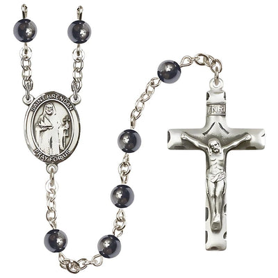 St Brendan the Navigator 6mm Hematite Silver-plated Rosary, Bliss Manufacturing