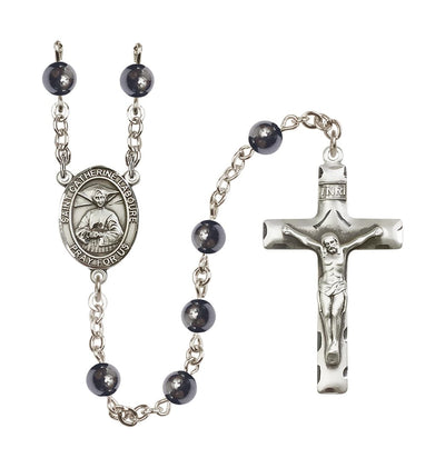St Catherine Laboure 6mm Hematite Silver-plated Rosary, Bliss Manufacturing