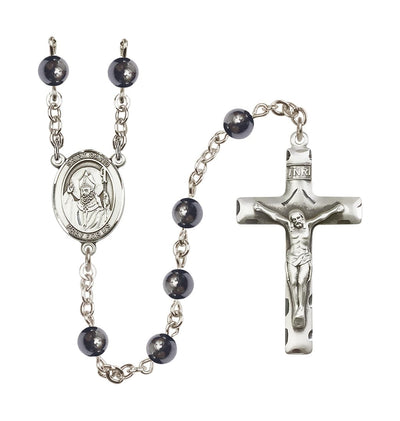 St David of Wales 6mm Hematite Silver-plated Rosary, Bliss Manufacturing