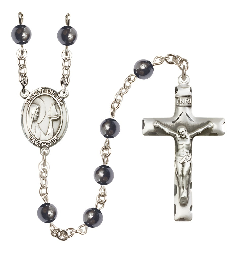 Bliss Our Lady Star of the Sea 6mm Hematite Rosary