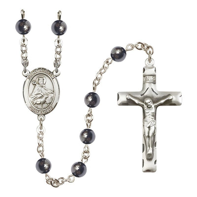 St. William of Rochester 6mm Hematite Rosary with Pewter Centerpiece and Crucifix, Bliss Manufacturing