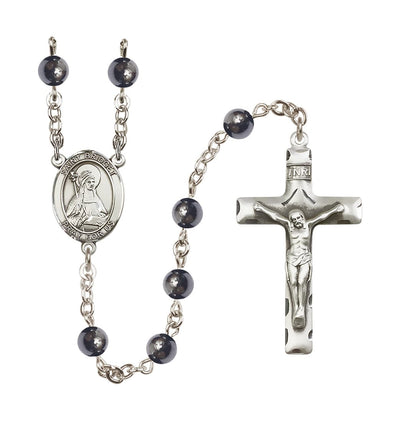 St Bridget of Sweden 6mm Hematite Silver-plated Rosary, Bliss Manufacturing