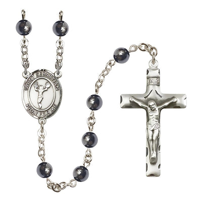 St Sebastian Cheerleading 6mm Hematite Bead Rosary, Bliss Manufacturing
