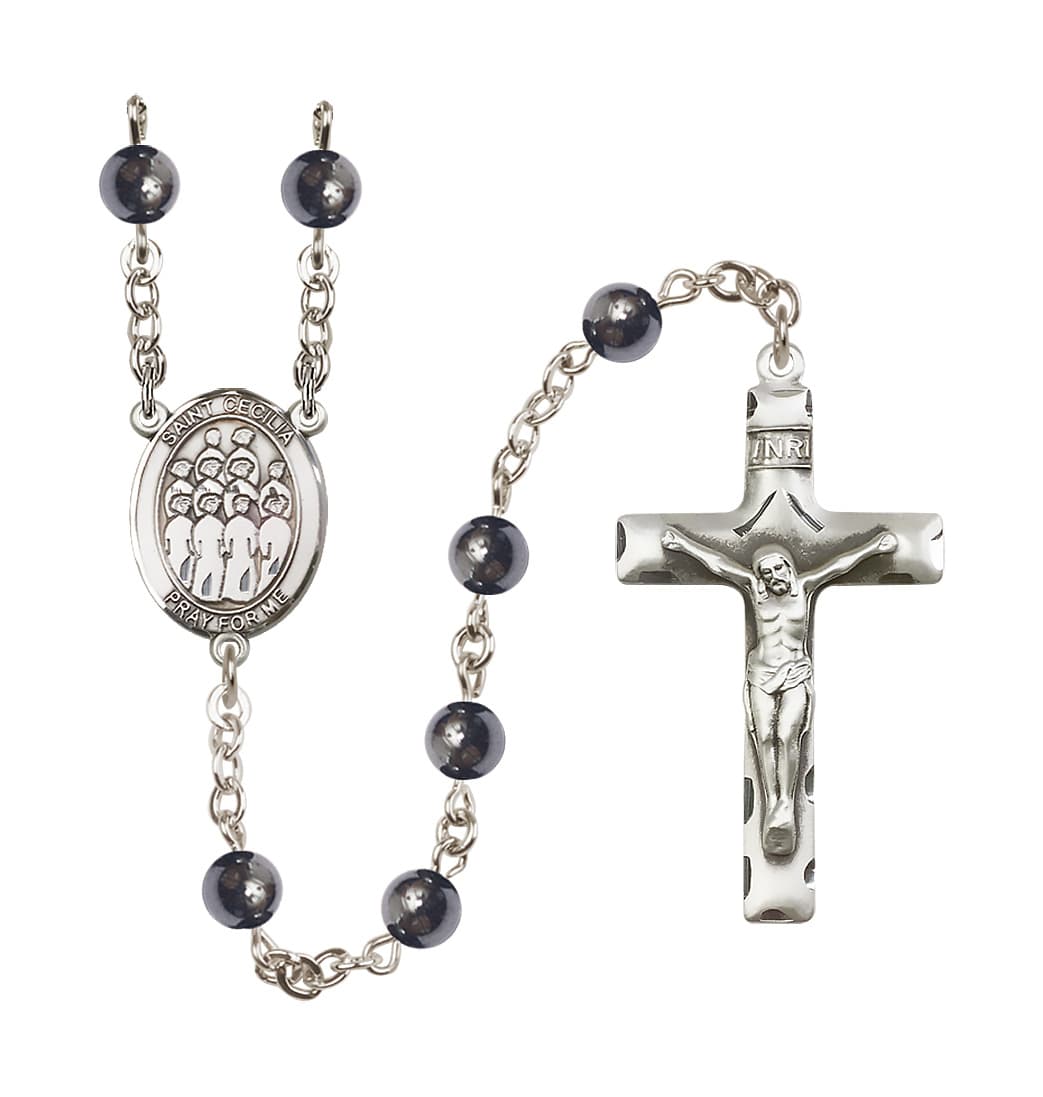 Bliss Manufacturing St Cecilia Choir 6mm Hematite Bead Rosary,