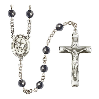 St Kateri Equestrian 6mm Hematite Bead Rosary, Bliss Manufacturing