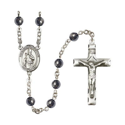 St Augustine of Hippo 6mm Hematite Silver-plated Rosary, Bliss Manufacturing