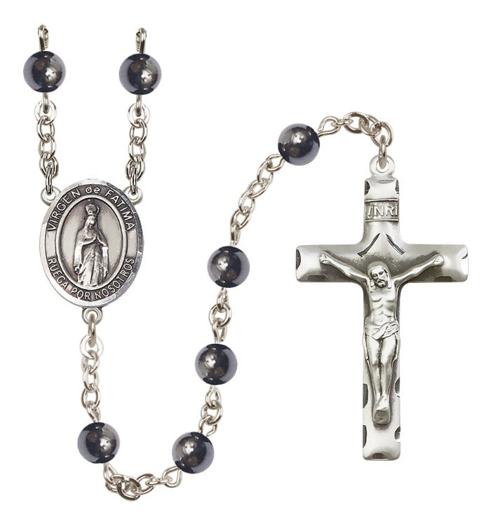 Virgen de Fatima 6mm Hematite Rosary