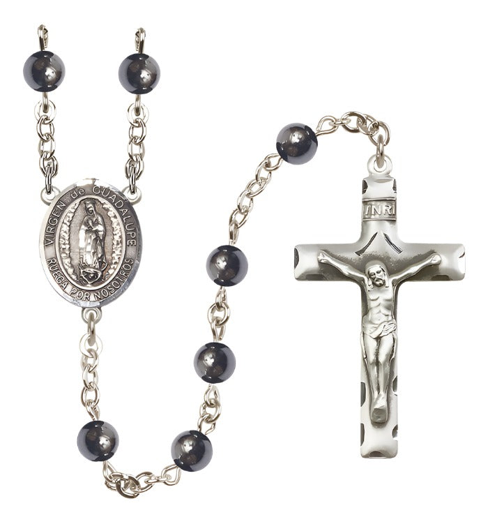 Virgen de Guadalupe 6mm Hematite Rosary