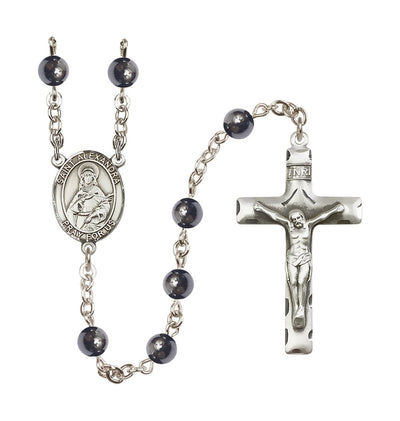 St Alexandra 6mm Hematite Silver-plated Rosary, Bliss Manufacturing